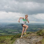 Eildon Hill Race Fiona at top of Hill